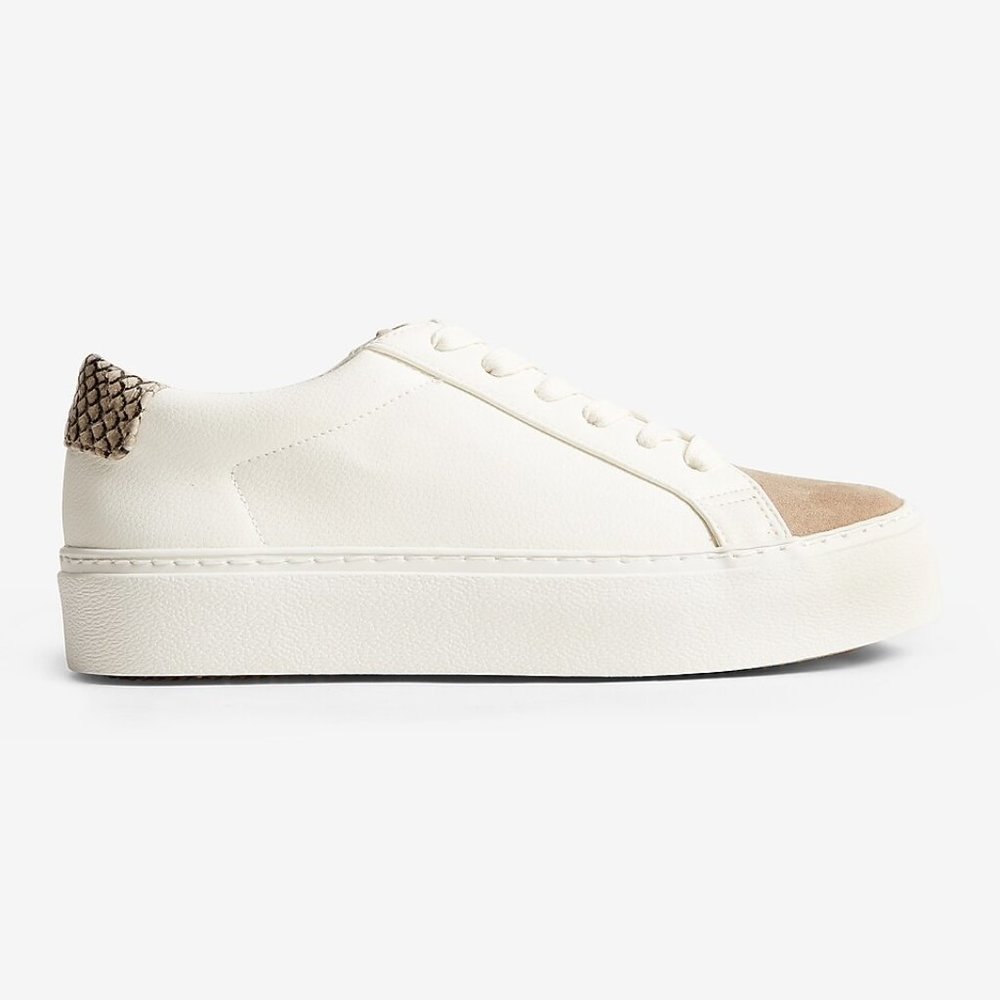 Express Snake Print Detail Sneakers with Faux Leather Vegan 8